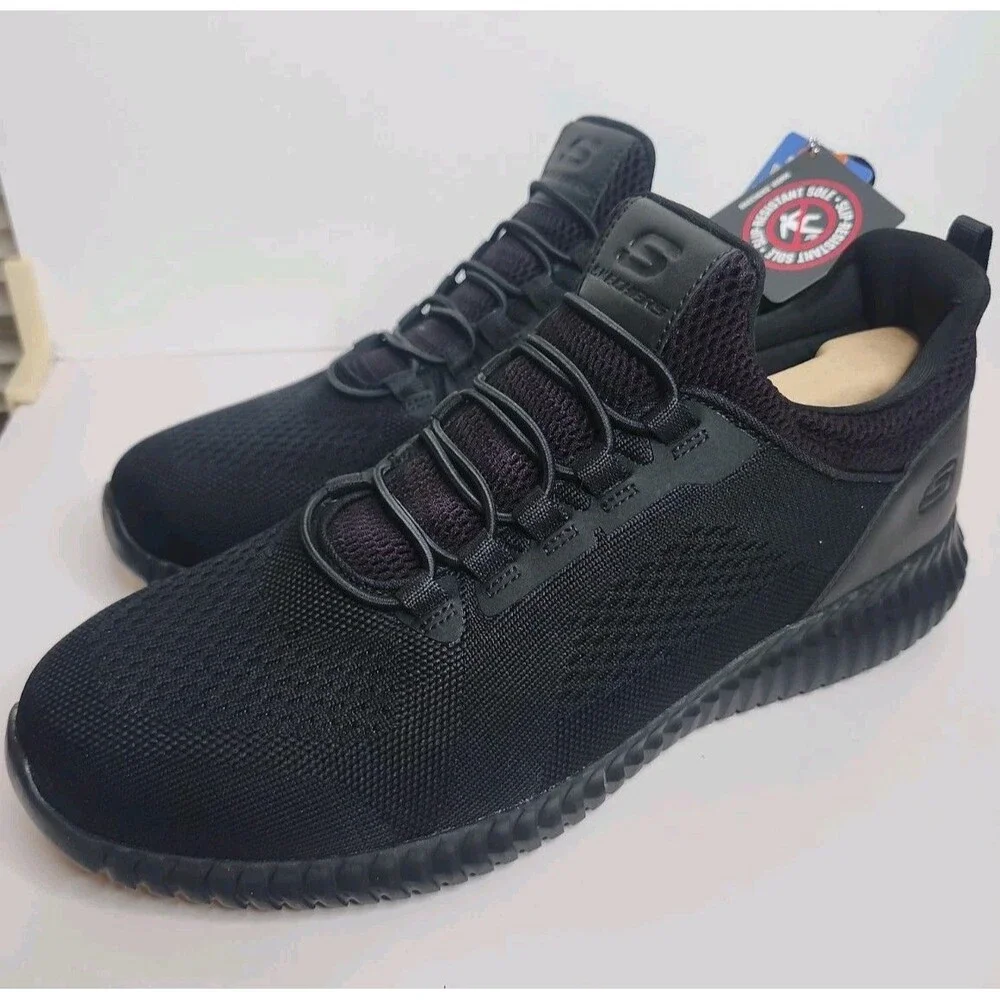 Skechers Work Cessnock 77188W Black Mens 12 Wide Black Slip Resistant Shoes NWT